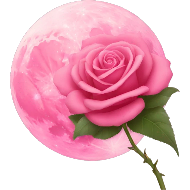 Pink moon with rose name emoji