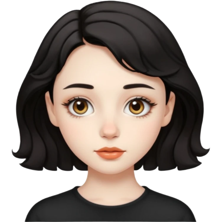 aesthetic girl , pale skin, doe eyes, button nose, soft arched brows,round face,full lips,short wavy black hair. please kindly genarate this avatar emoji