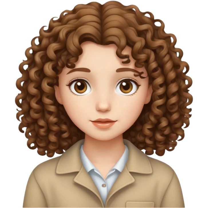 Light brunette girl with curly hair emoji