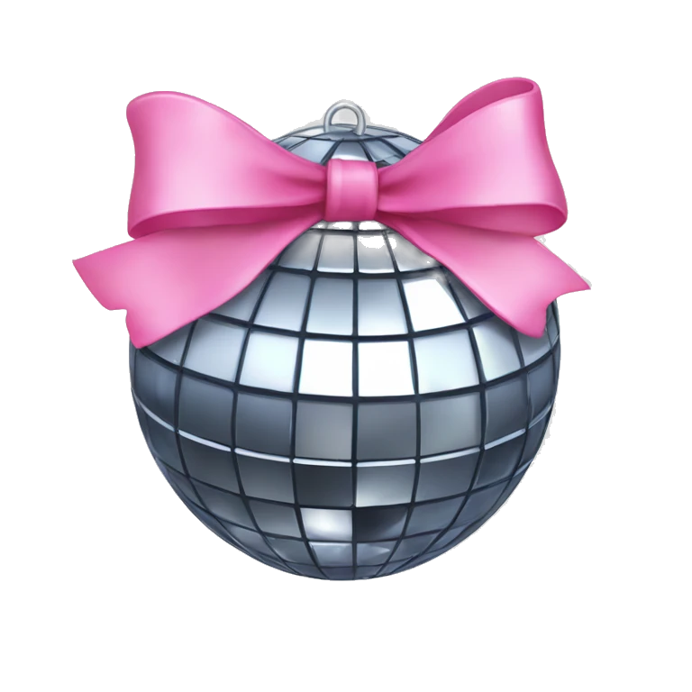 disco ball with pink bow emoji