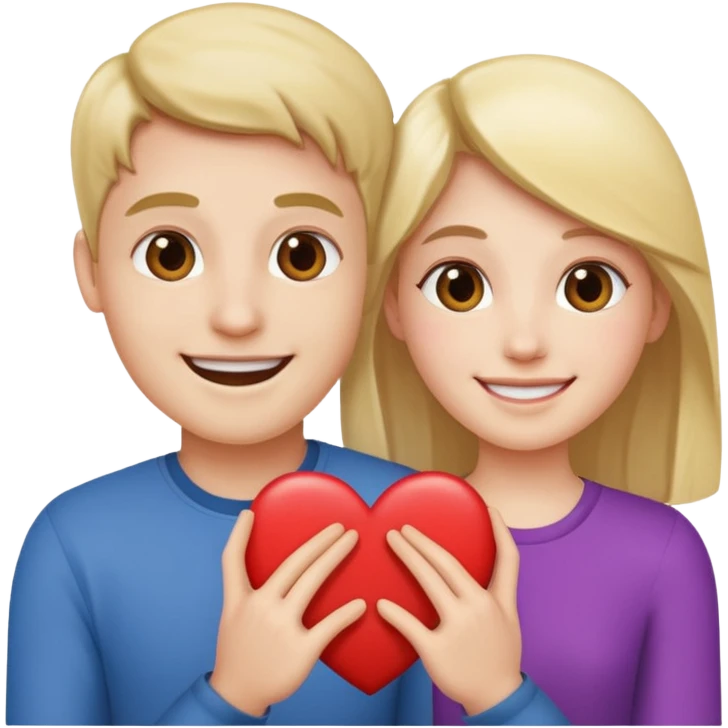 Two people holding half a heart up emoji