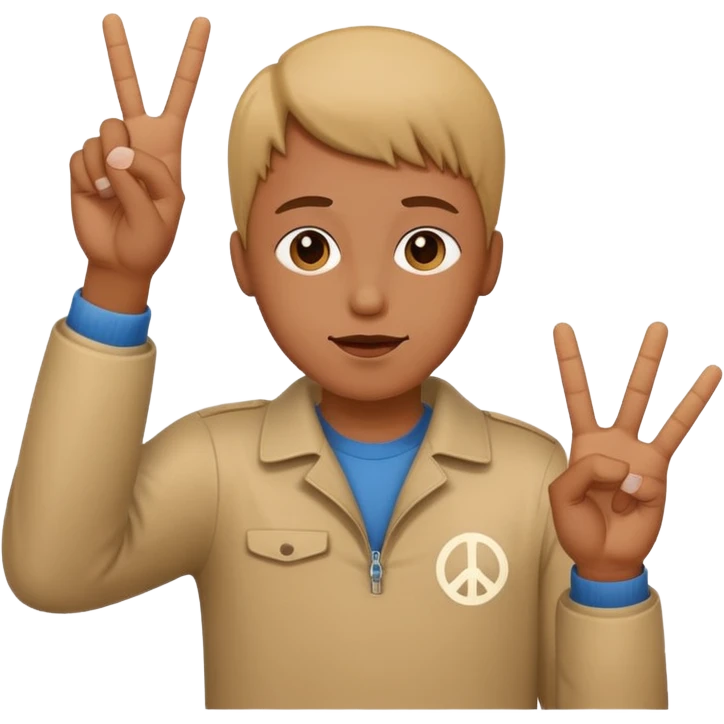 A person throwing up a peace sign emoji