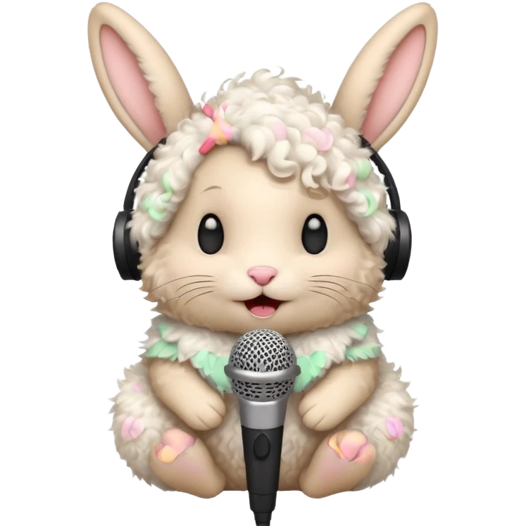 curly bunnie singing to mic emoji