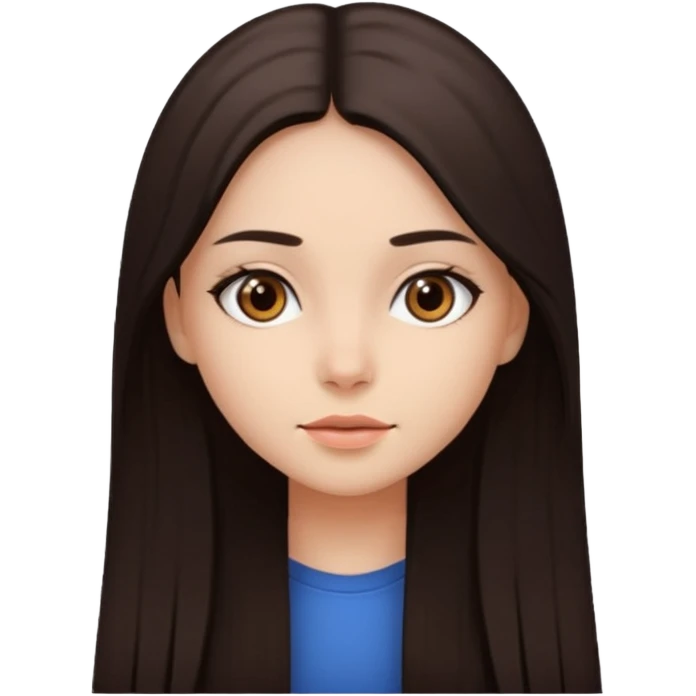Can you make a girl with dark brown eyes with dark brown hair straight long hair emoji