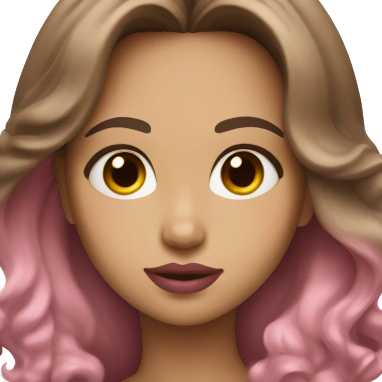 Girl with brown hair and pink lips emoji