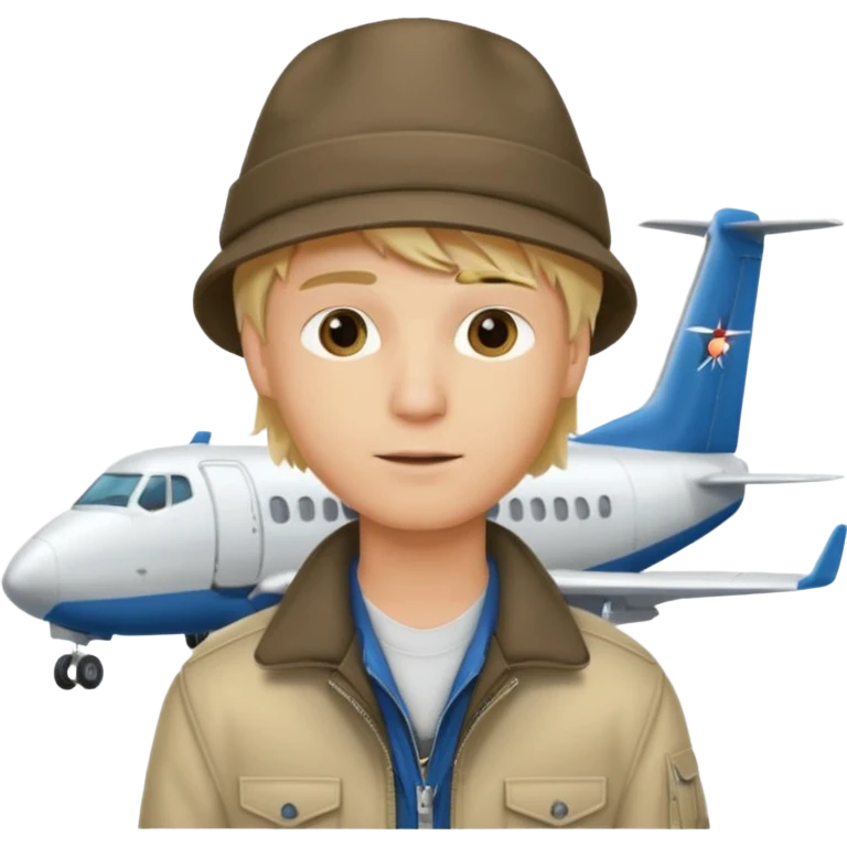 блондин man студент в Америке на фоне самолета  emoji