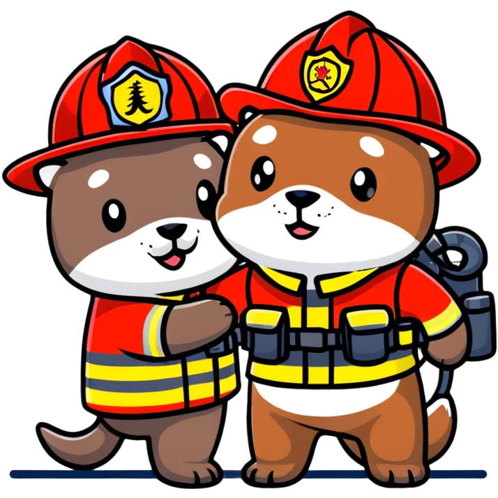 brave otter firefighter rescuing someone emoji