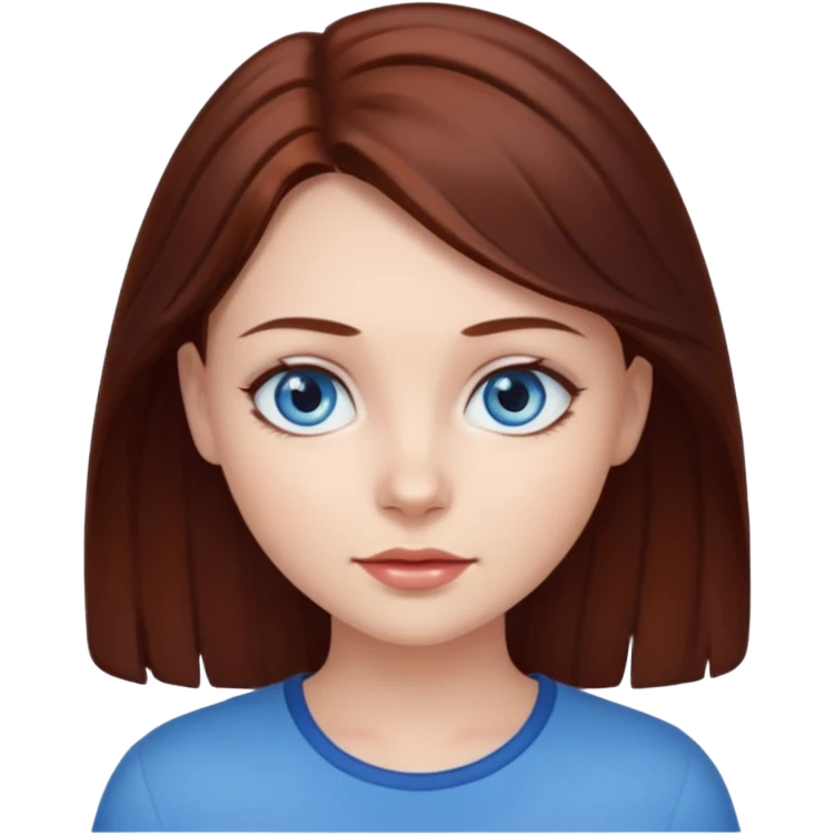 pretty girl with dark reddish brown hair and blue eyes  emoji