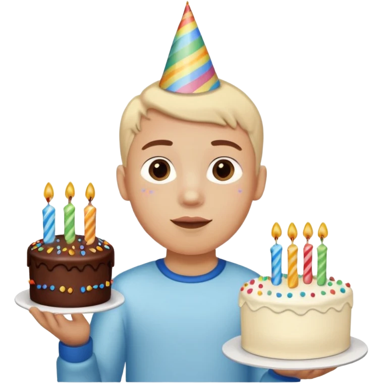boy with birthday cake without the candles emoji