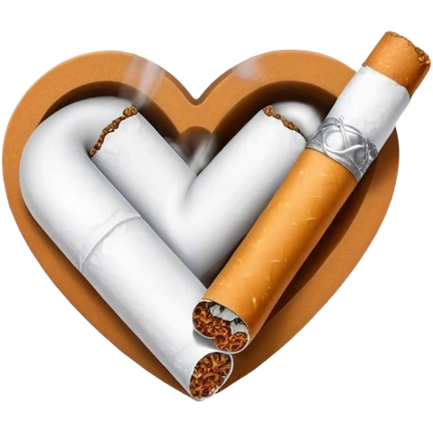 Two cigarettes are making a heart shaped smoke emoji