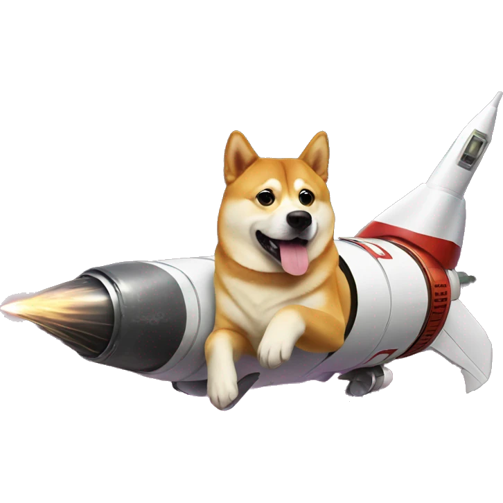 doge dog on the rocket emoji