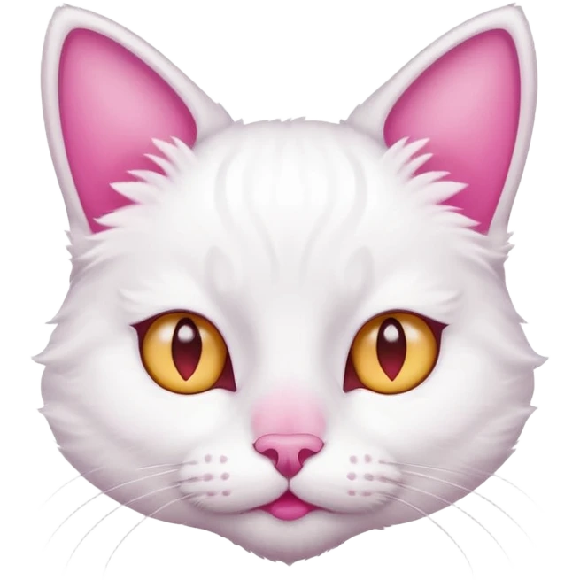 white cat with pink nose and ears emoji