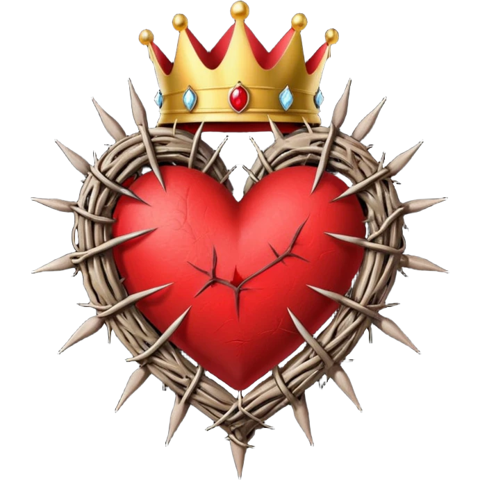Create heart shape and in the vertical midway create that crown thonrs like in the Jesus head  emoji