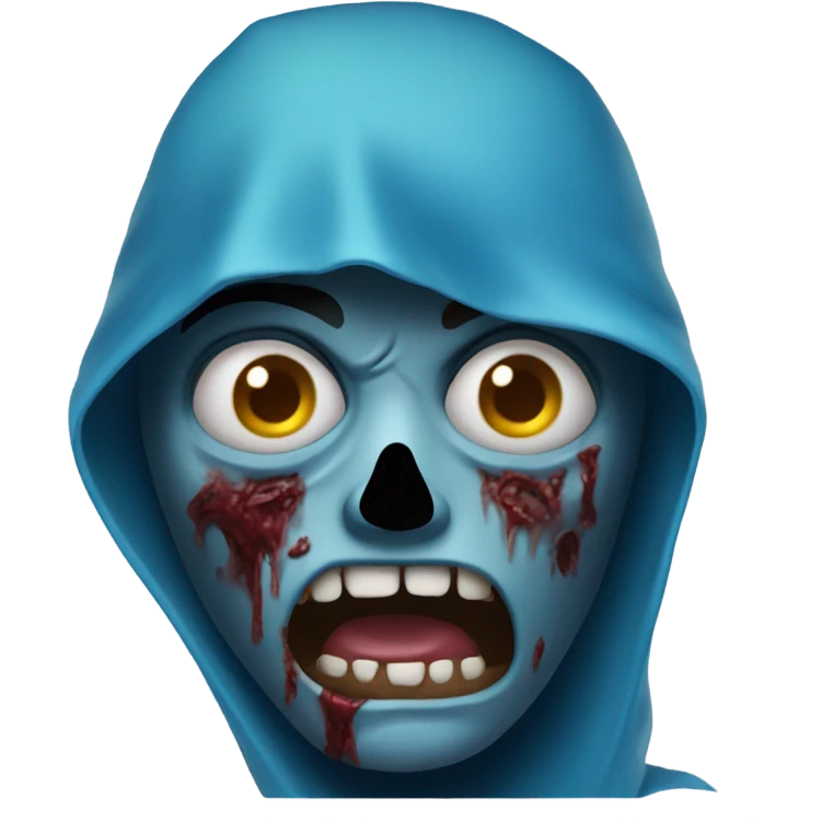 Zombie wearing blue hood over head emoji
