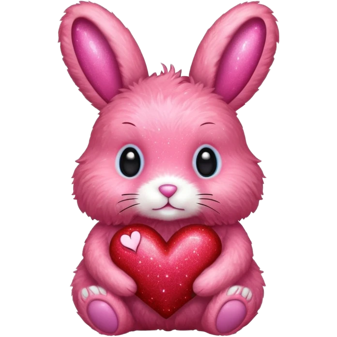 red glitter bunny with heart emoji
