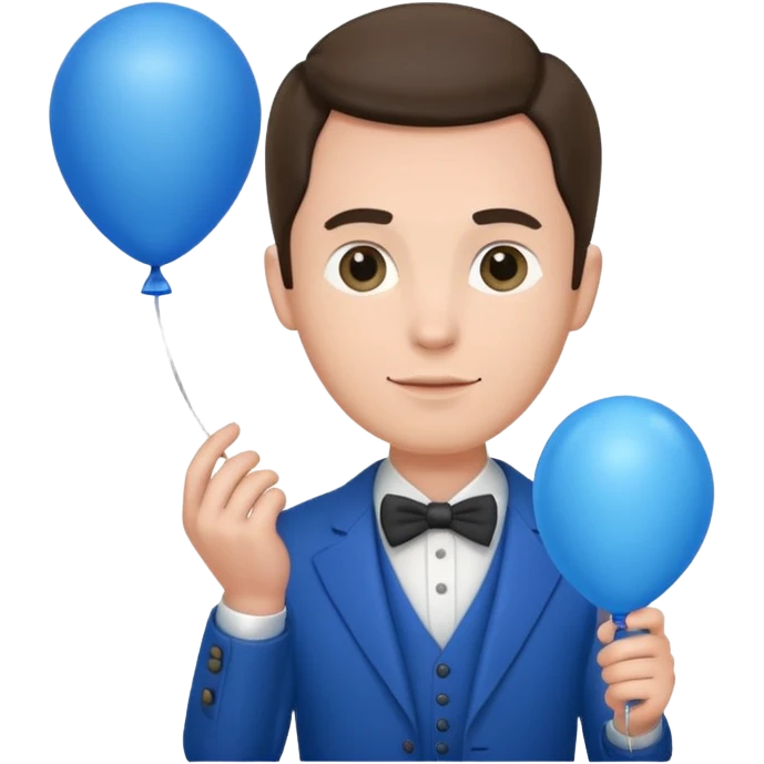 gentleman holding blue balloon emoji
