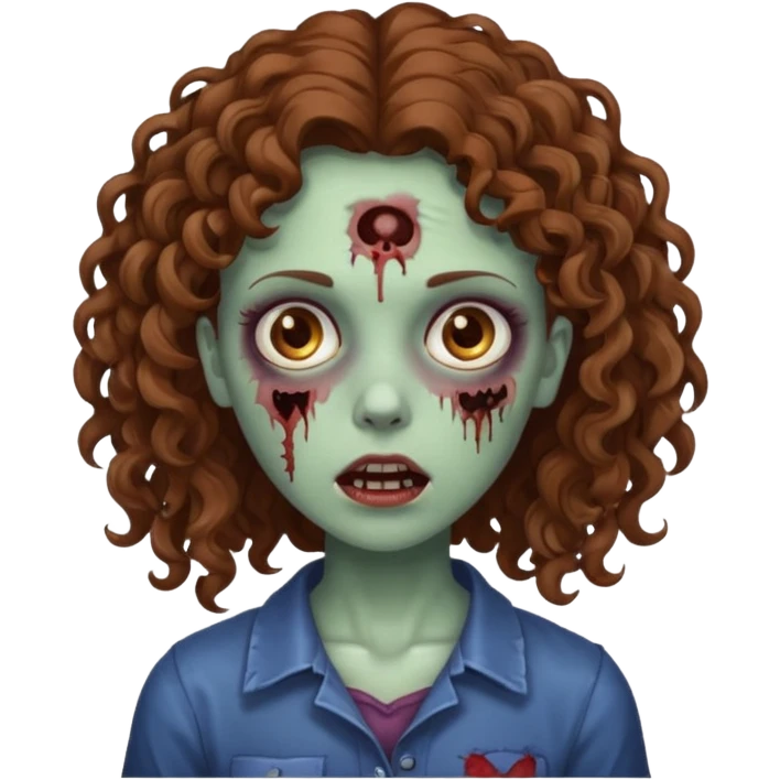 Zombie girl with Brown curly hair emoji