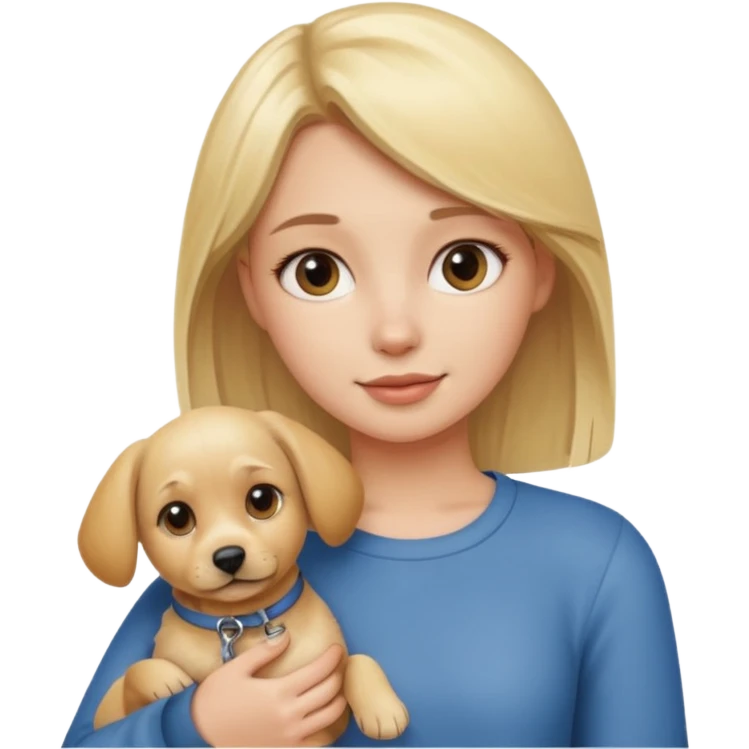 Девушка блондинка держит свою собачку emoji