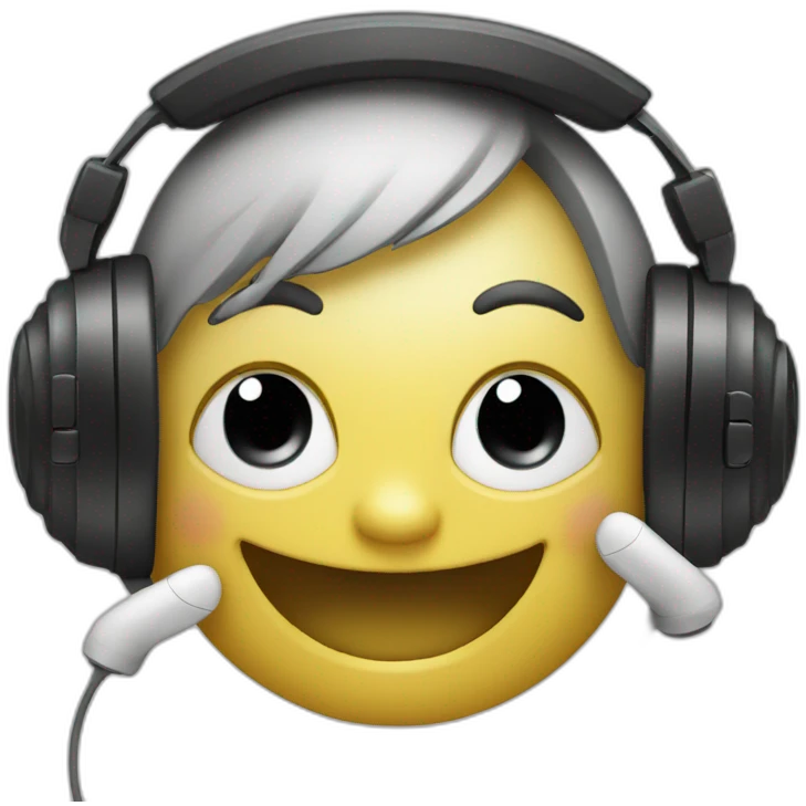 Emoji with headphones enjoys music emoji