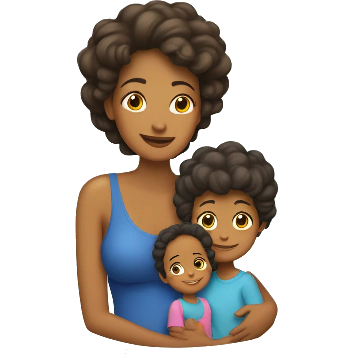 Mamá con una niña y un niño  emoji