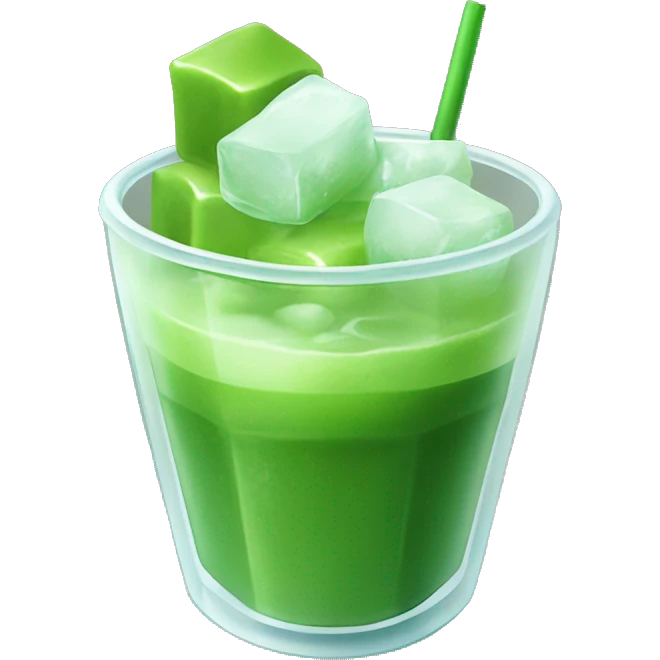 matcha with ice cubes in a cip emoji