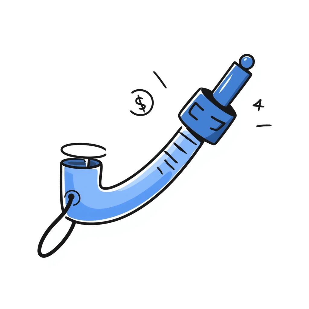 Hand-drawn blue VO2 max test mouthpiece with valve, simple fitness lab equipment emoji