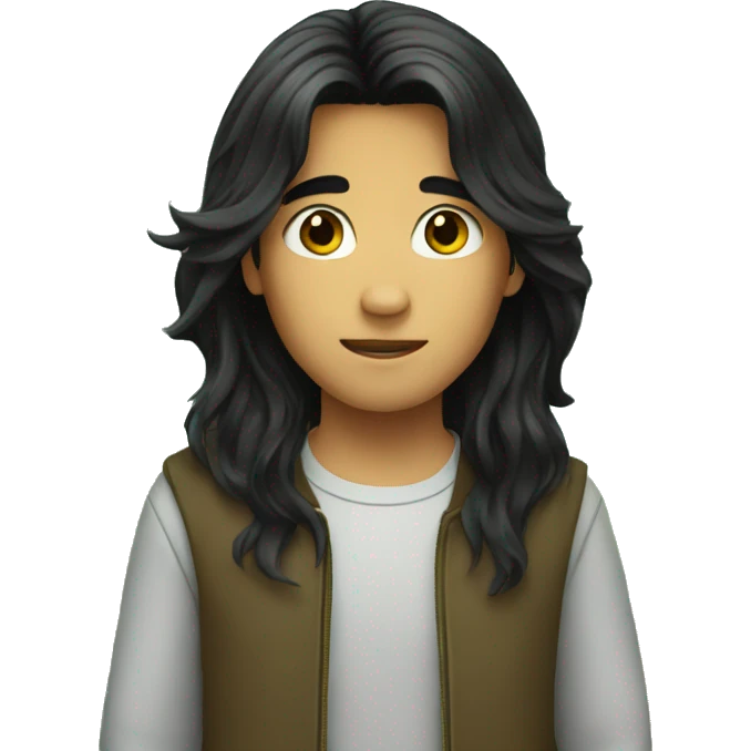 Boy with long black hair emoji