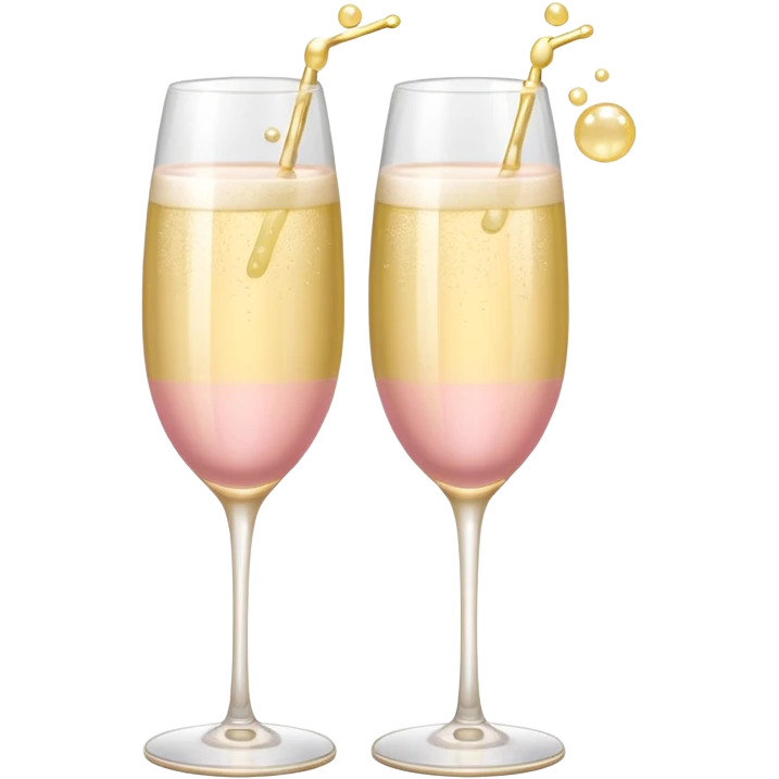 Two glasses of champagne in soft pink, beige and yellow pastel colors emoji