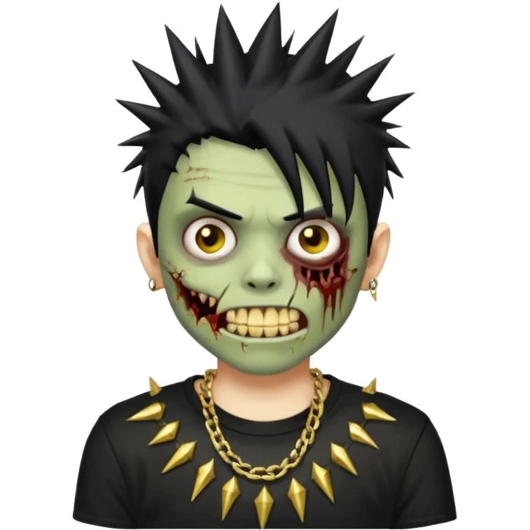 zombie emo boy with spiky hair and good grillz with a black shirt emoji
