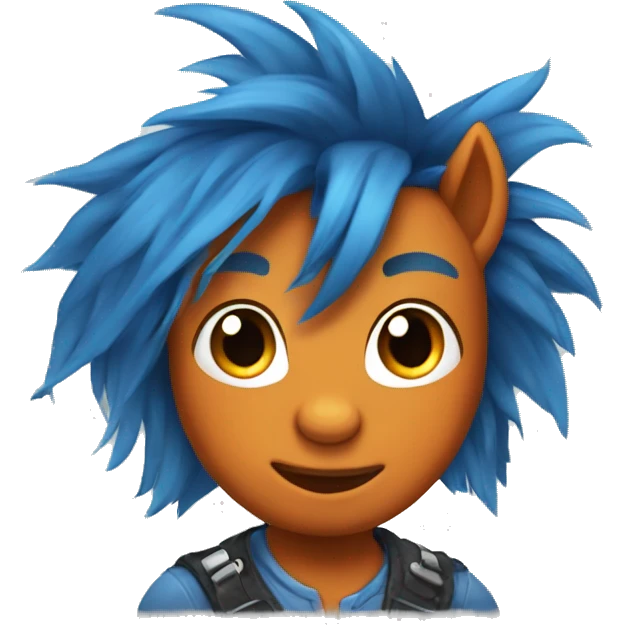 Full blue, young, boy pony cartoon with orange mohawk emoji