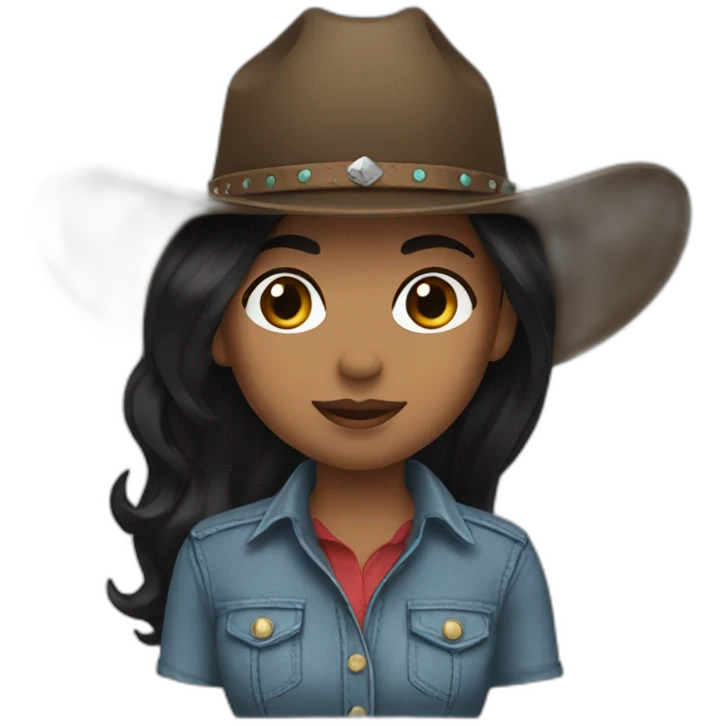 cowgirl straight black hair emoji