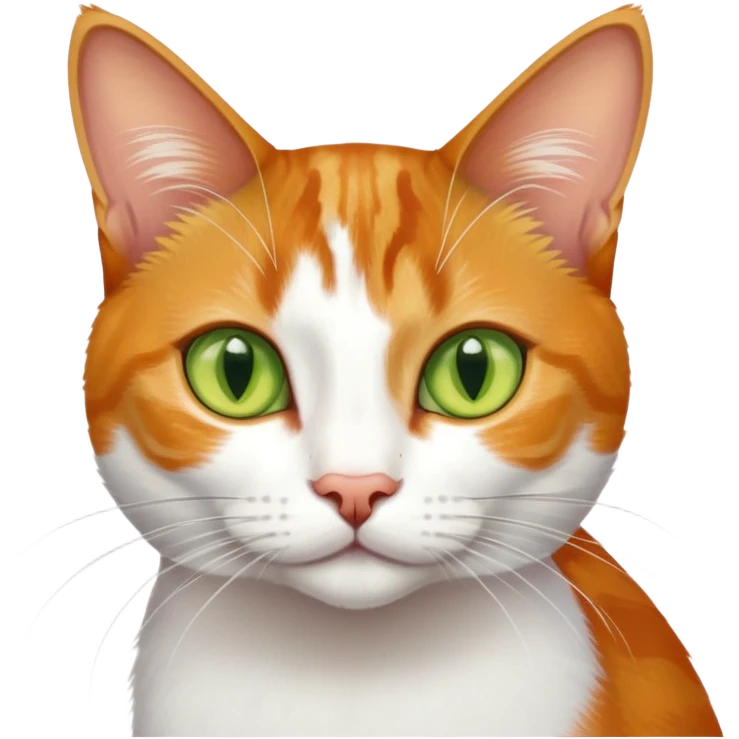 A mix breed cat (domestic shorthair and Arabian mau) with white fur, three ginger spots on its back, a ginger tail, and yellow-green eyes emoji