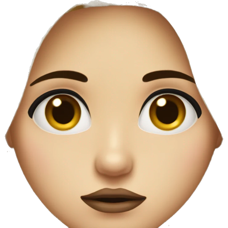 blonde girl with brown eyes and black eyebrows and big lips is sad emoji