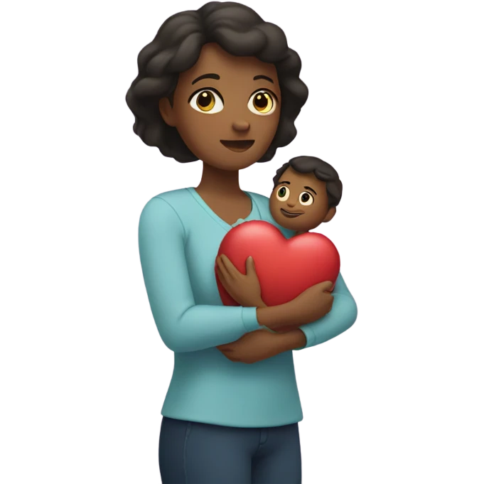 Mother holds her heart in her arm emoji