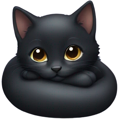Cute black kitten curled up emoji