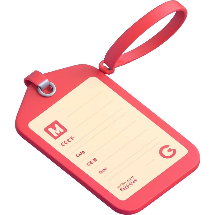 3D style illustration of a tag featuring a check icon emoji