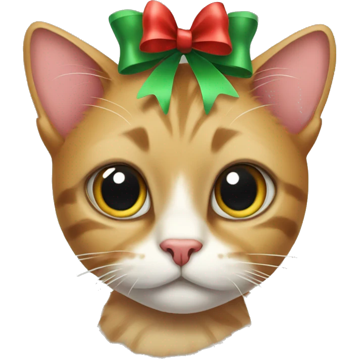 cat with christmas bow emoji
