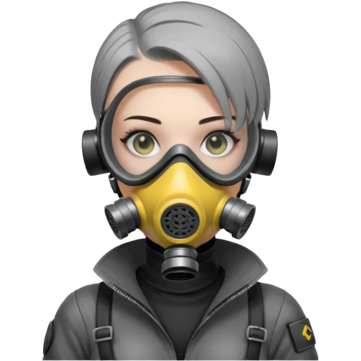 cyberpunk gasmask girl programmer buzzcut hair emoji