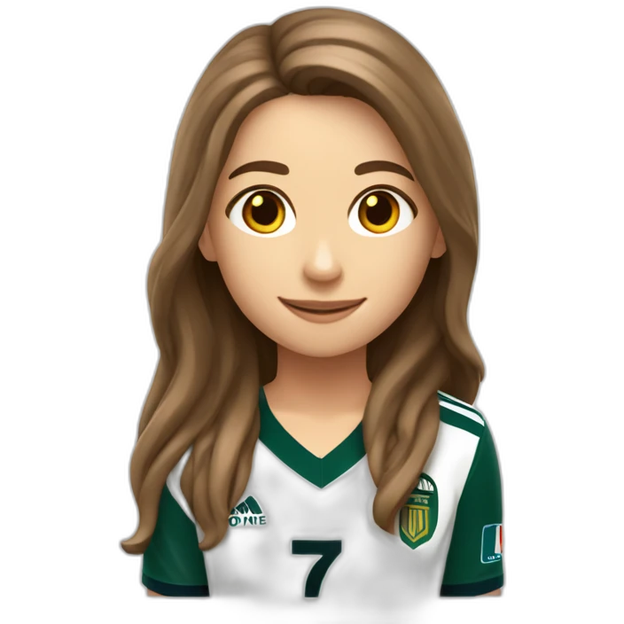 Caucasian girl with long Brown hair doing cr7 celebration full body emoji