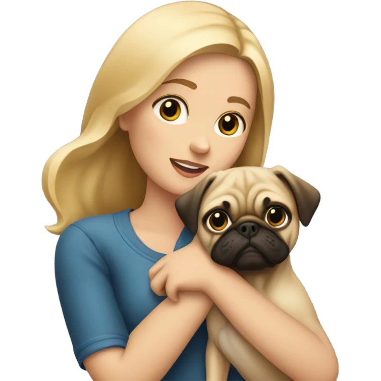 girl blonde with pug emoji