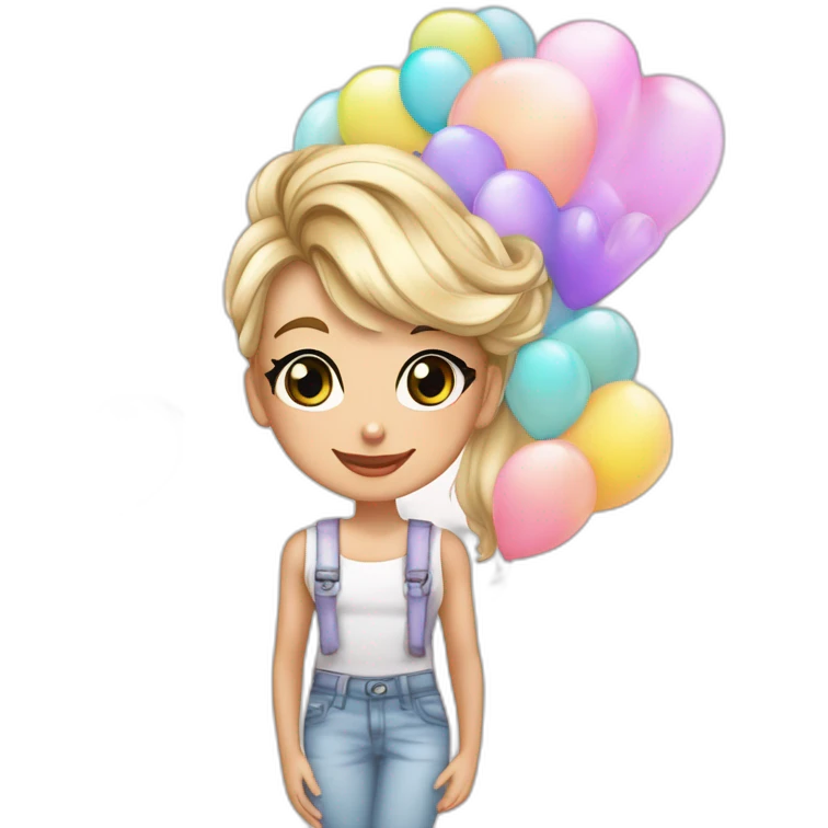 Logan Ali Decora debe tener un fondo blanco elegante rodeado de Globos de colores pastel con estilo glamur emoji