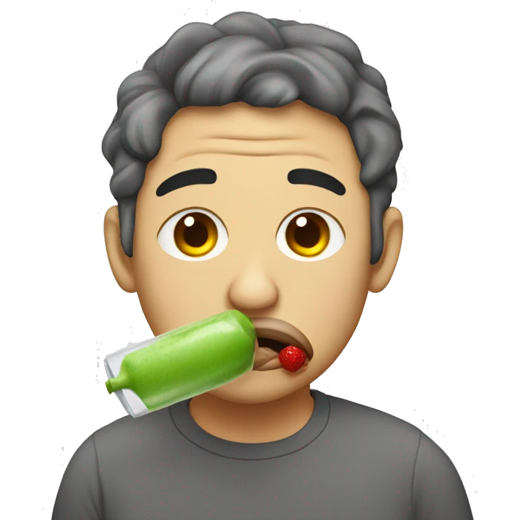 Someone who is lazy and eats juice in a ridiculous state emoji