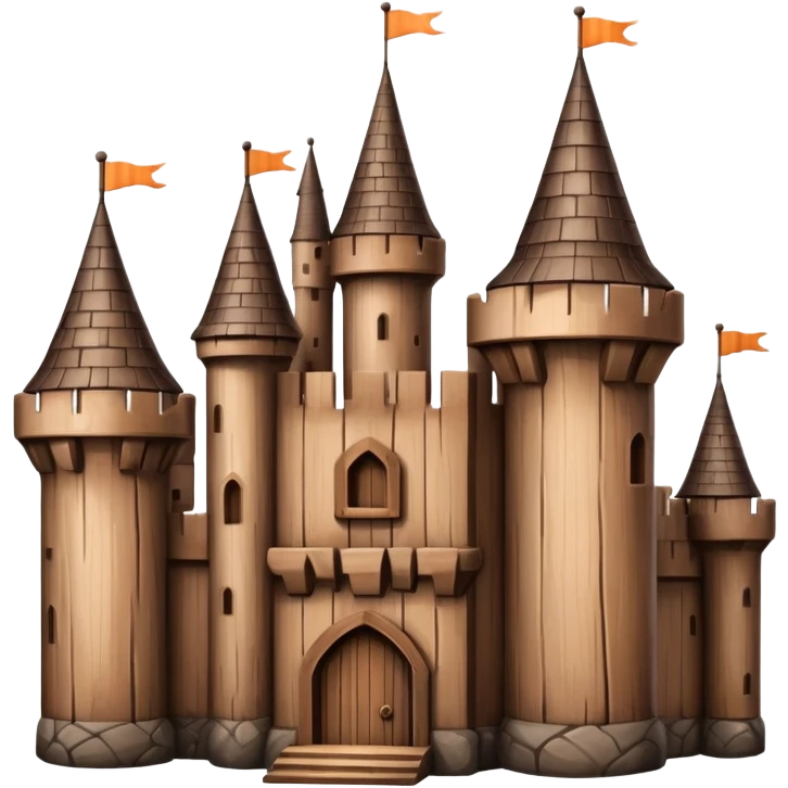 wooden castle with towers emoji