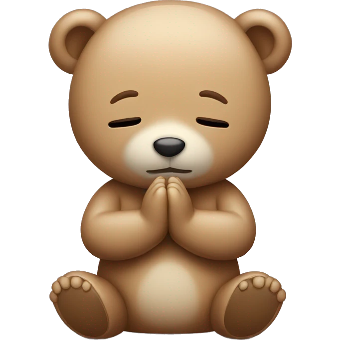 Teddy bear praying with closed eyes emoji