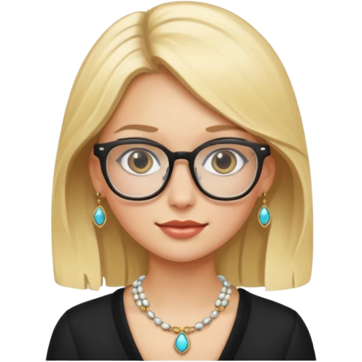 blonde girl with glasses and jewelry emoji