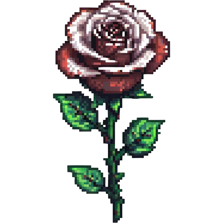 pixel art black rose minimal color palette emoji