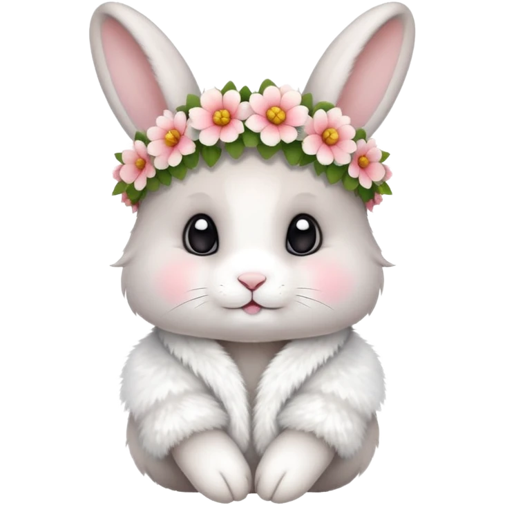 cute rabbit wearing clothes and flower crown emoji