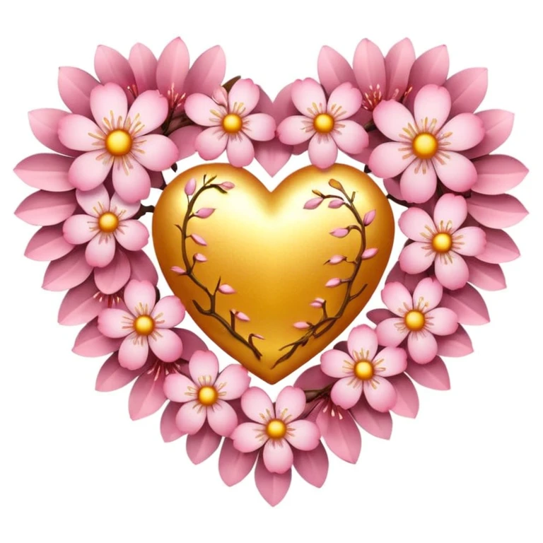 sakura heart with golden sun emoji