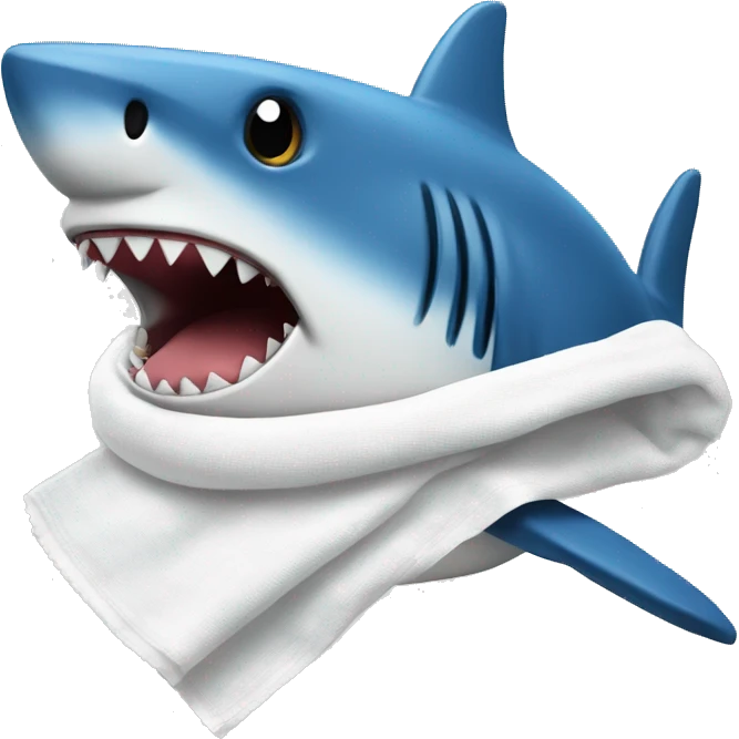Blue ikea shark with a white security blanket  emoji