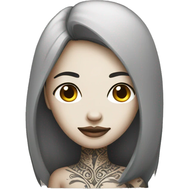 Half Indonesian half Dutch woman with long dark and tattoos  emoji